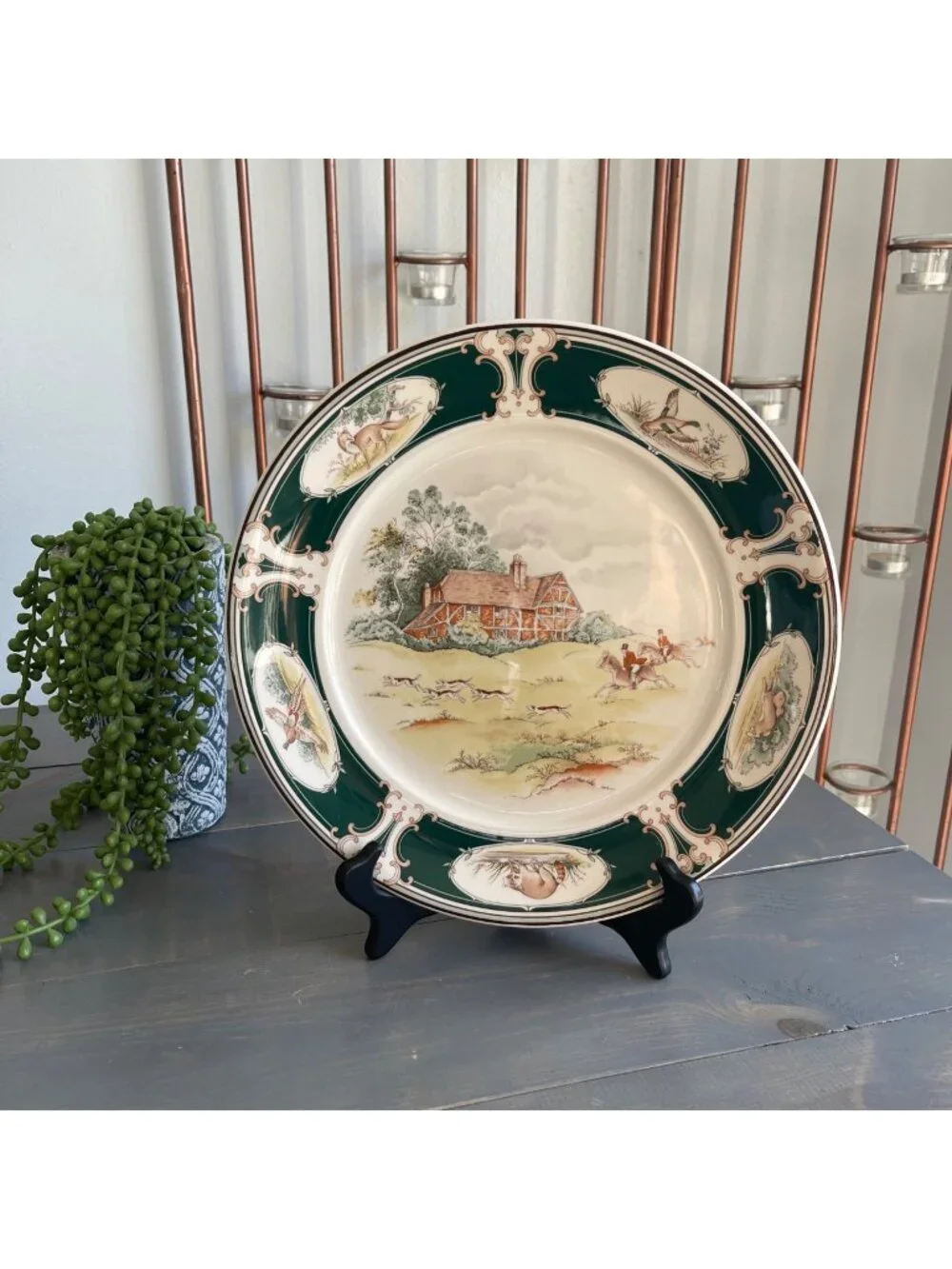 Vtg Noritake Keltcraft Dinner Plate Pursuit Fox Hunting Pattern #9170 Ireland